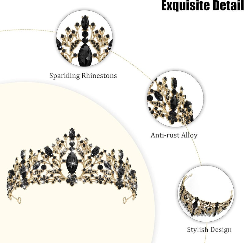 TAROSE Crowns for Women, Queen Crystal Gold Silver Tiaras with White Rhinestone and Combs, Goddess Crown for Wedding Bride Birthday Princess Bridal Shower Hair Accessories for Women - Image 2
